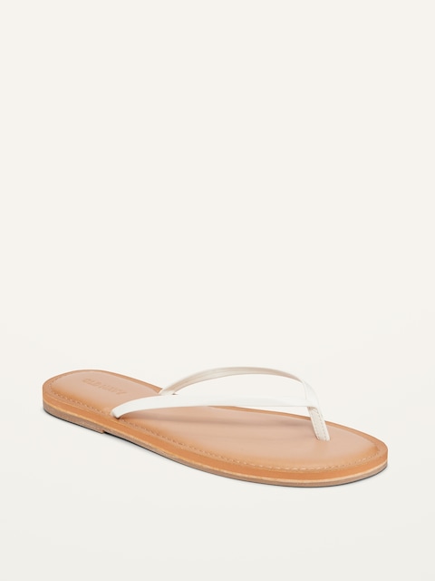 Faux-Leather Capri Sandals - White Bright