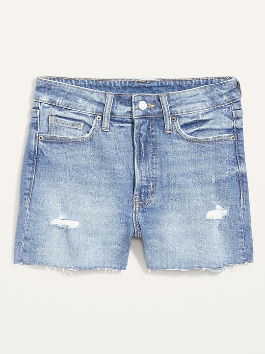 Image number 4 showing, High-Waisted O.G. Straight Ripped Cut-Off Jean Shorts for Women -- 3-inch inseam