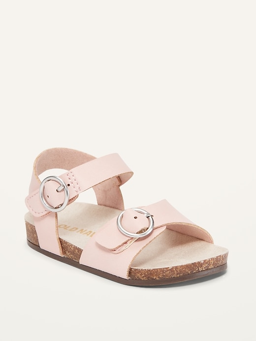 View large product image 1 of 1. Faux-Leather Double-Buckle Sandals for Baby