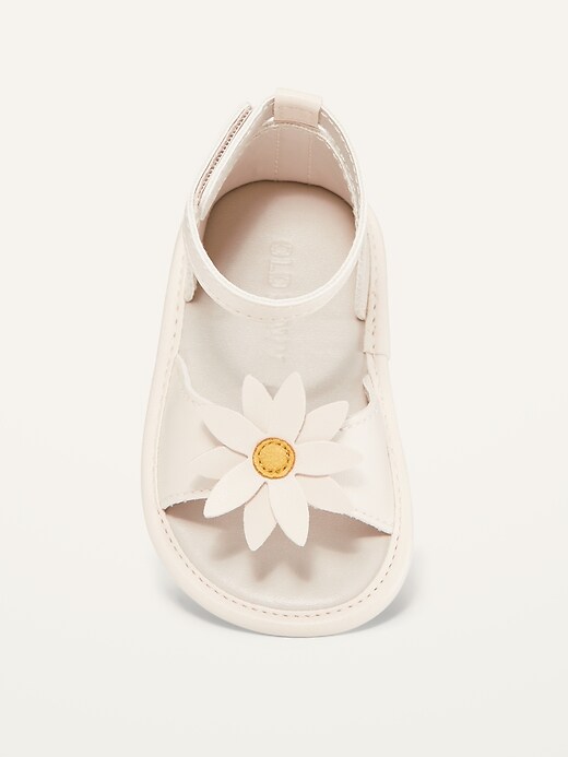 View large product image 2 of 4. Faux-Leather Flower-Accent Sandals for Baby