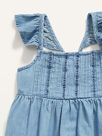 View large product image 3 of 3. Tiered Chambray Flutter-Sleeve Swing Dress for Toddler Girls