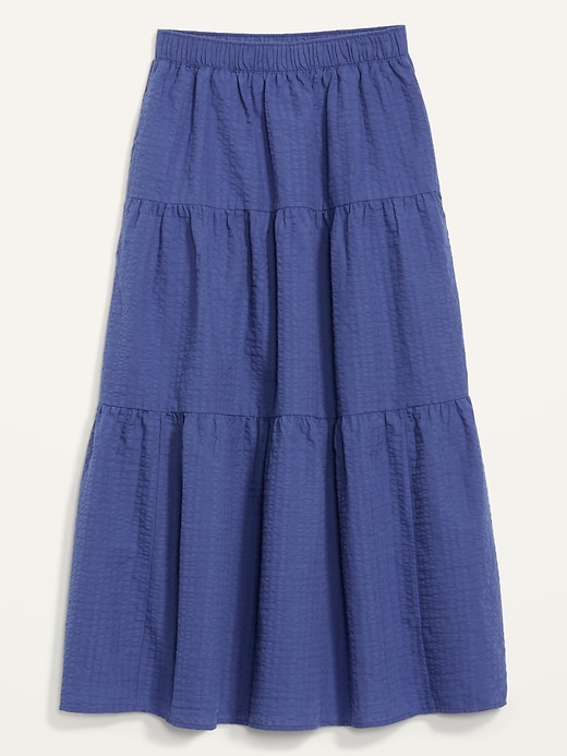 Image number 4 showing, High-Waisted Tiered Seersucker Maxi Skirt for Women