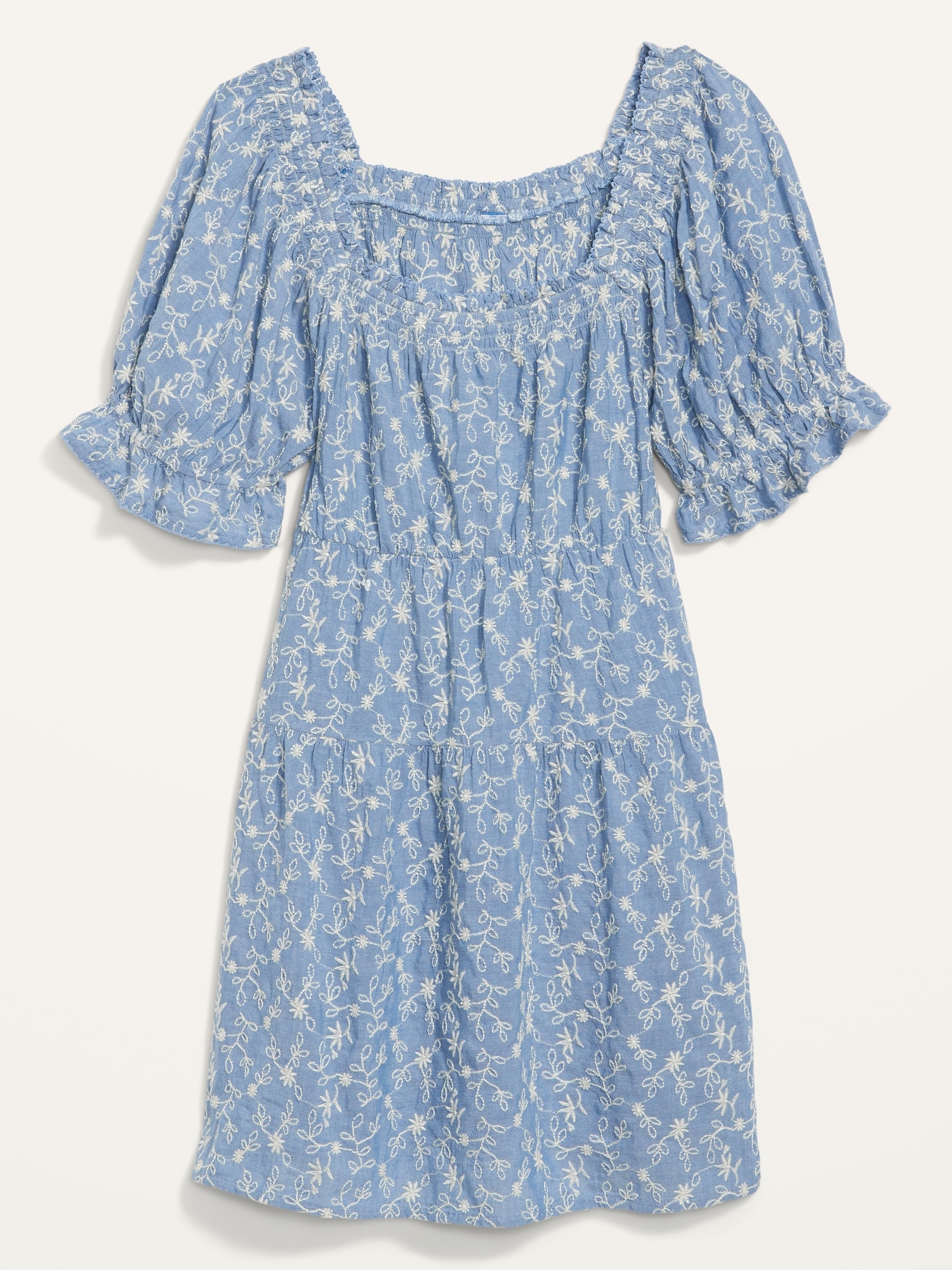 Puff-Sleeve Tiered Mini Swing Dress | Old Navy