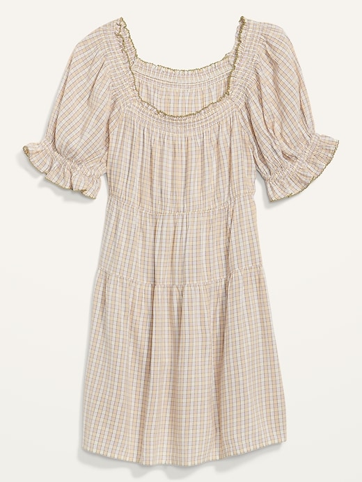 Image number 4 showing, Puff-Sleeve Tiered Mini Swing Dress