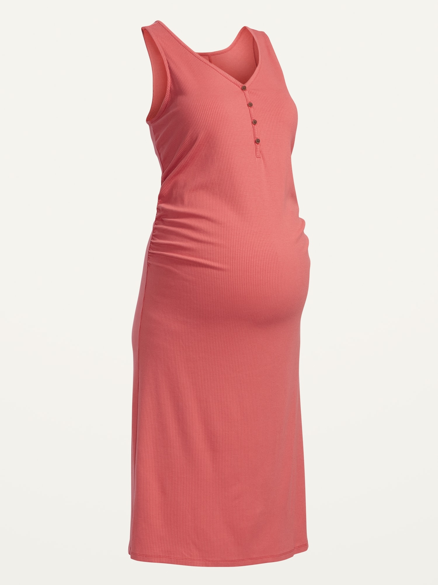 Maternity Sleeveless RibKnit Henley Midi Dress Old Navy