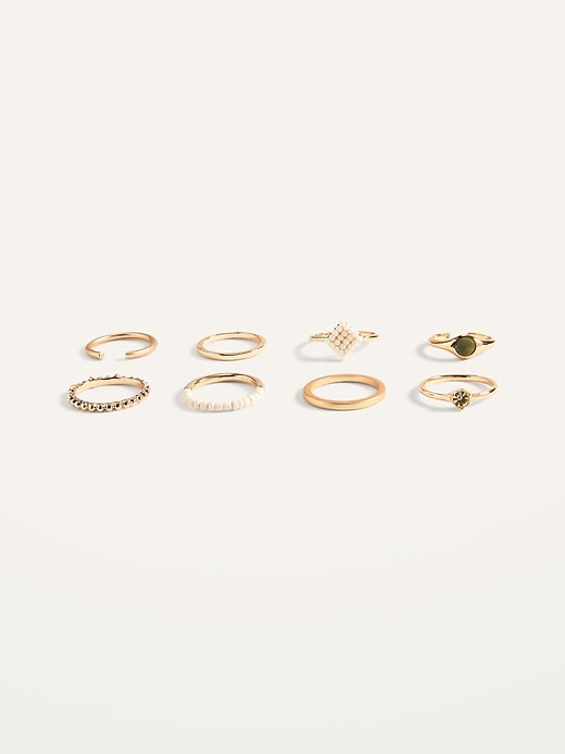 View large product image 1 of 2. Gold-Toned Rings 8-Pack for Women