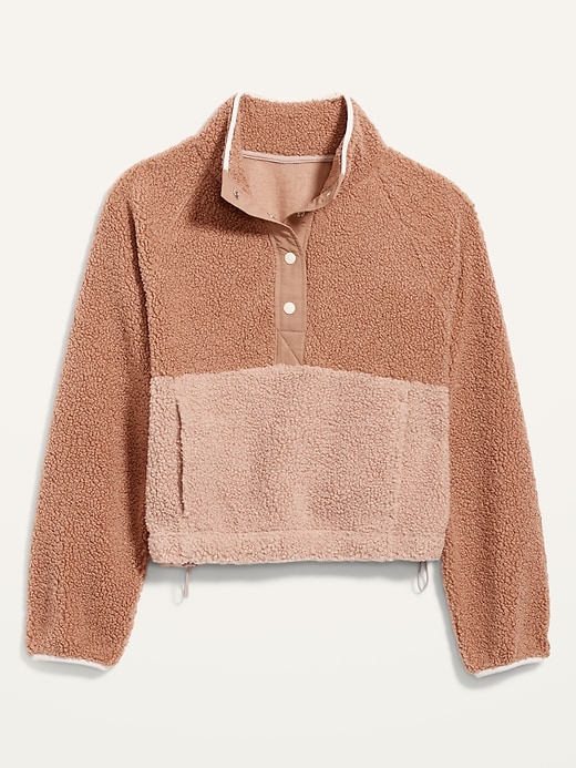 Image number 3 showing, Long-Sleeve Oversized Two-Tone Sherpa Sweatshirt