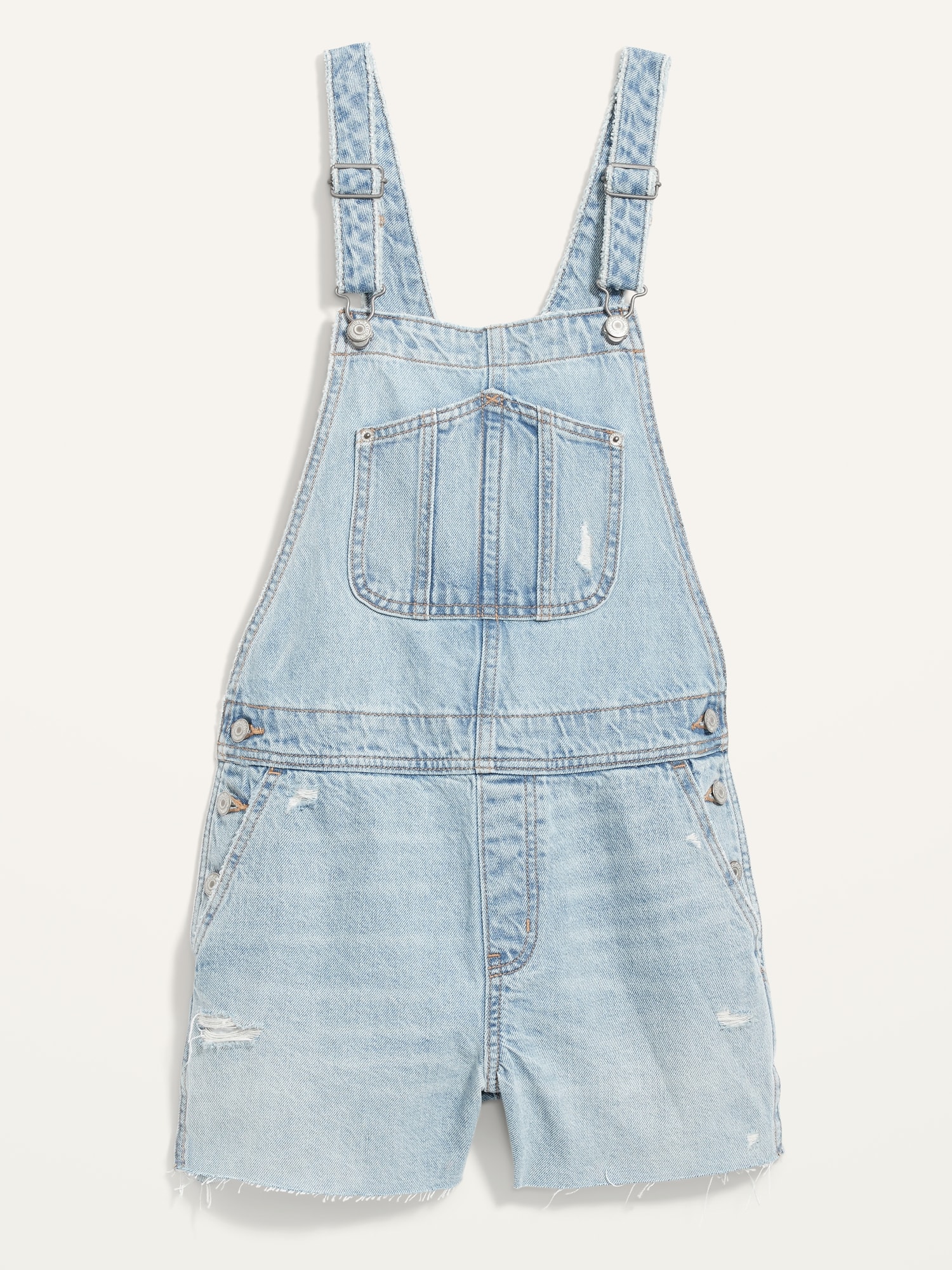 Slouchy Straight Workwear Cut-Off Non-Stretch Jean Short Overalls for ...