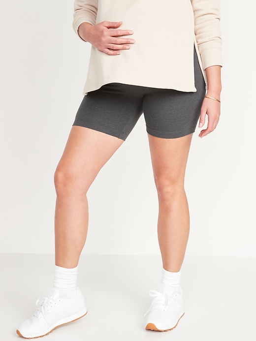 View large product image 2 of 2. Maternity Full-Panel Biker Shorts 2-Pack -- 6-inch inseam