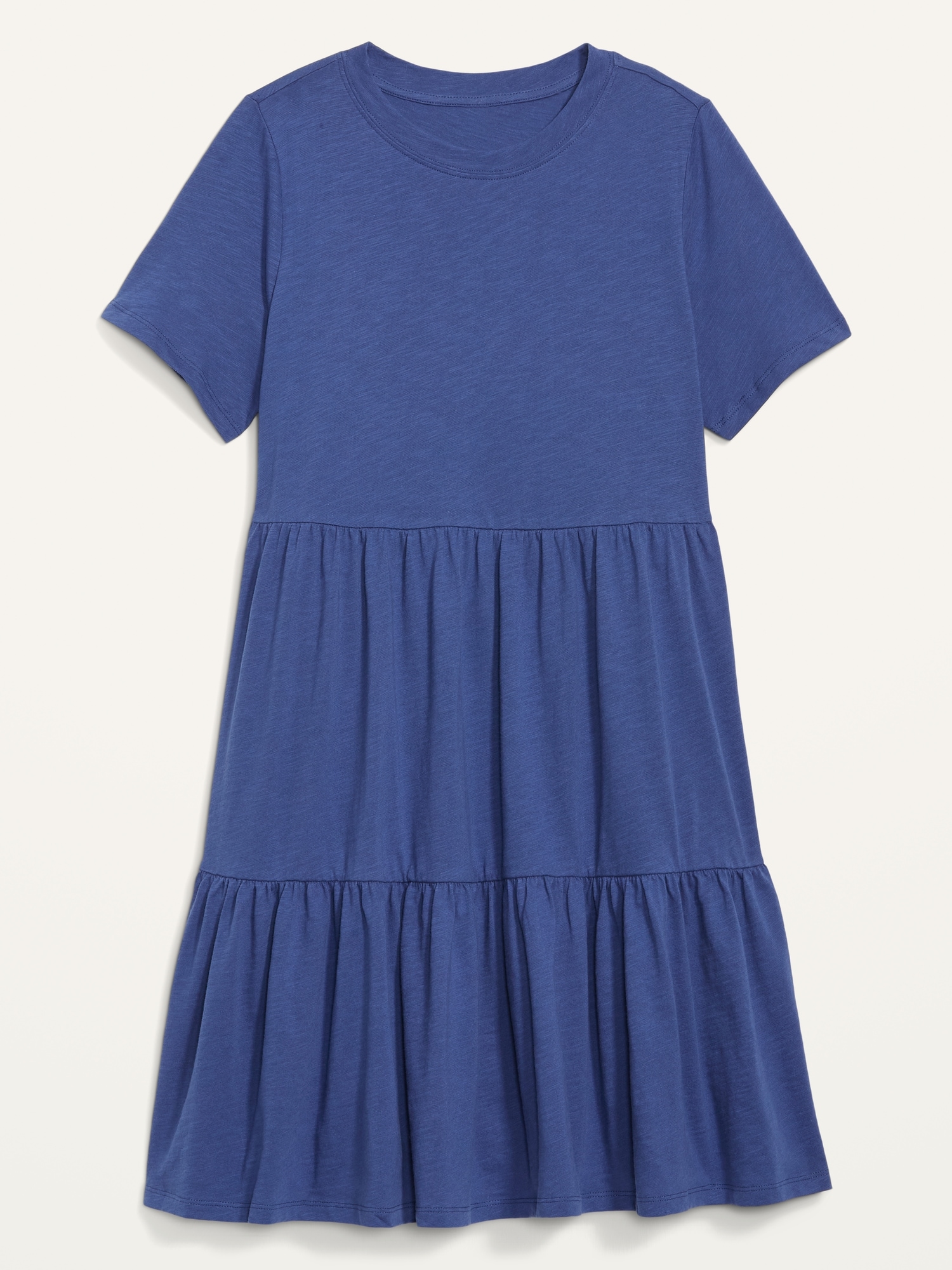 Short-Sleeve Tiered Slub-Knit Mini Swing Dress for Women | Old Navy