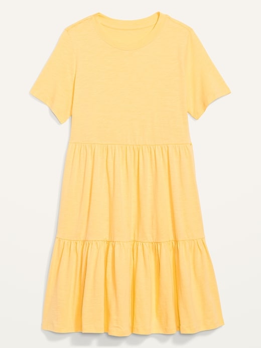 Image number 4 showing, Short-Sleeve Tiered Slub-Knit Mini Swing Dress