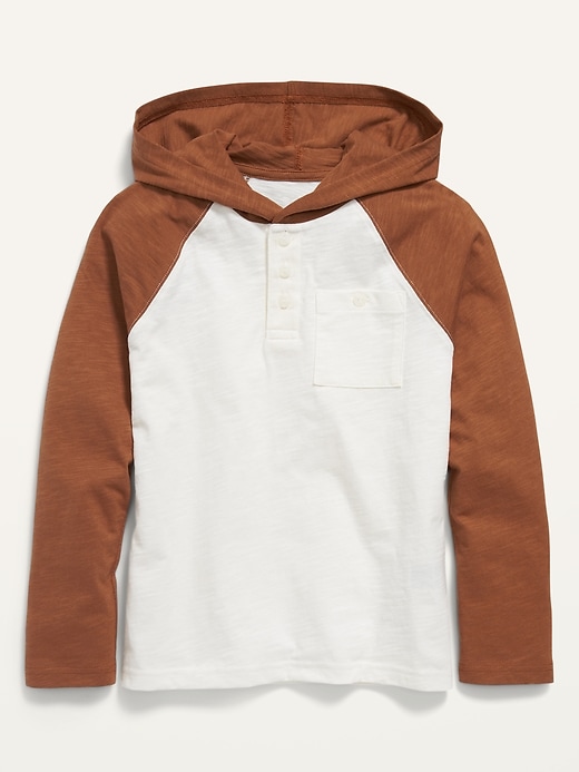 View large product image 1 of 2. Slub-Knit Henley T-Shirt Hoodie for Boys