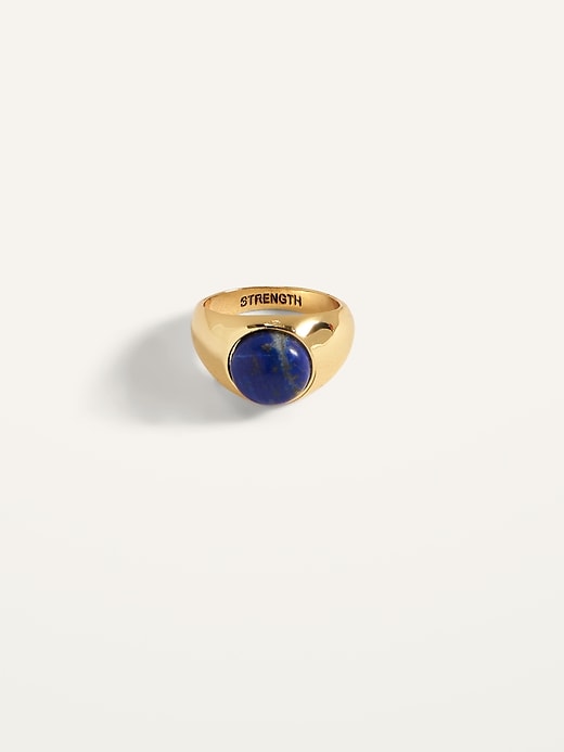 View large product image 1 of 2. Real Gold-Plated Lapis Lazuli Cocktail Ring for Women
