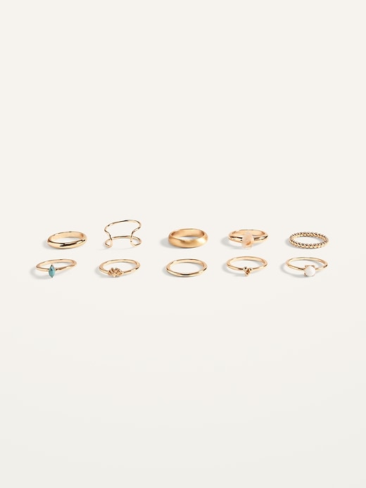 Old Navy Gold-Toned Rings Variety 10-Pack for Women. 1