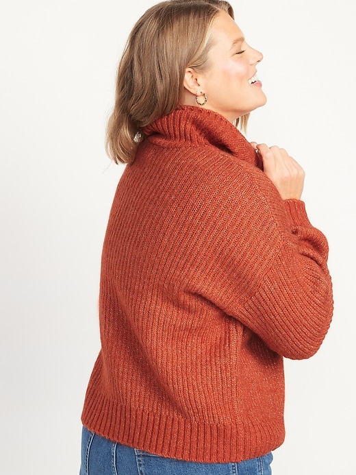 Image number 2 showing, Cozy Heathered Rib-Knit Turtleneck Sweater for Women