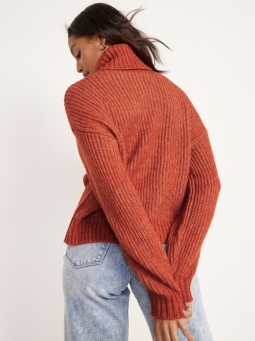 Image number 6 showing, Cozy Heathered Rib-Knit Turtleneck Sweater for Women