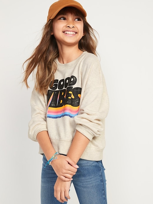 Old Navy Graphic Crew-Neck Sweatshirt for Girls. 1