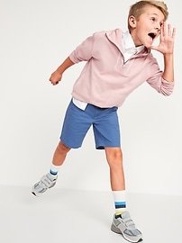 Built-In Flex Flat-Front Straight Twill Shorts For Boys
