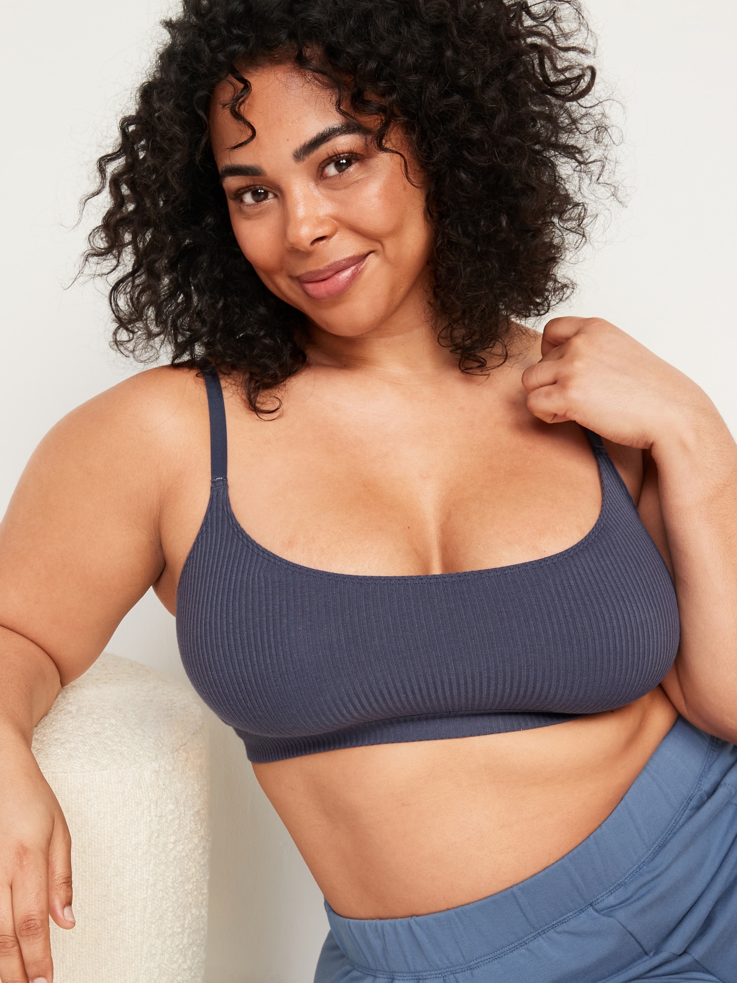 Light Support Ribbed Supima® Cotton Cami Bralette for Women Old Navy