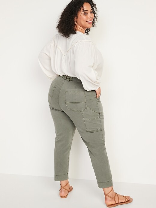 Image number 8 showing, High-Waisted Straight Canvas Workwear Pants for Women