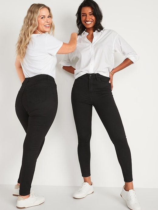Image number 3 showing, FitsYou 3-Sizes-in-1 Extra High-Waisted Rockstar Super-Skinny Black Jeans for Women