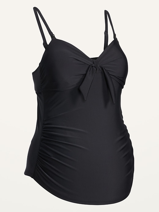 Image number 4 showing, Maternity Tie-Front Tankini Swim Top