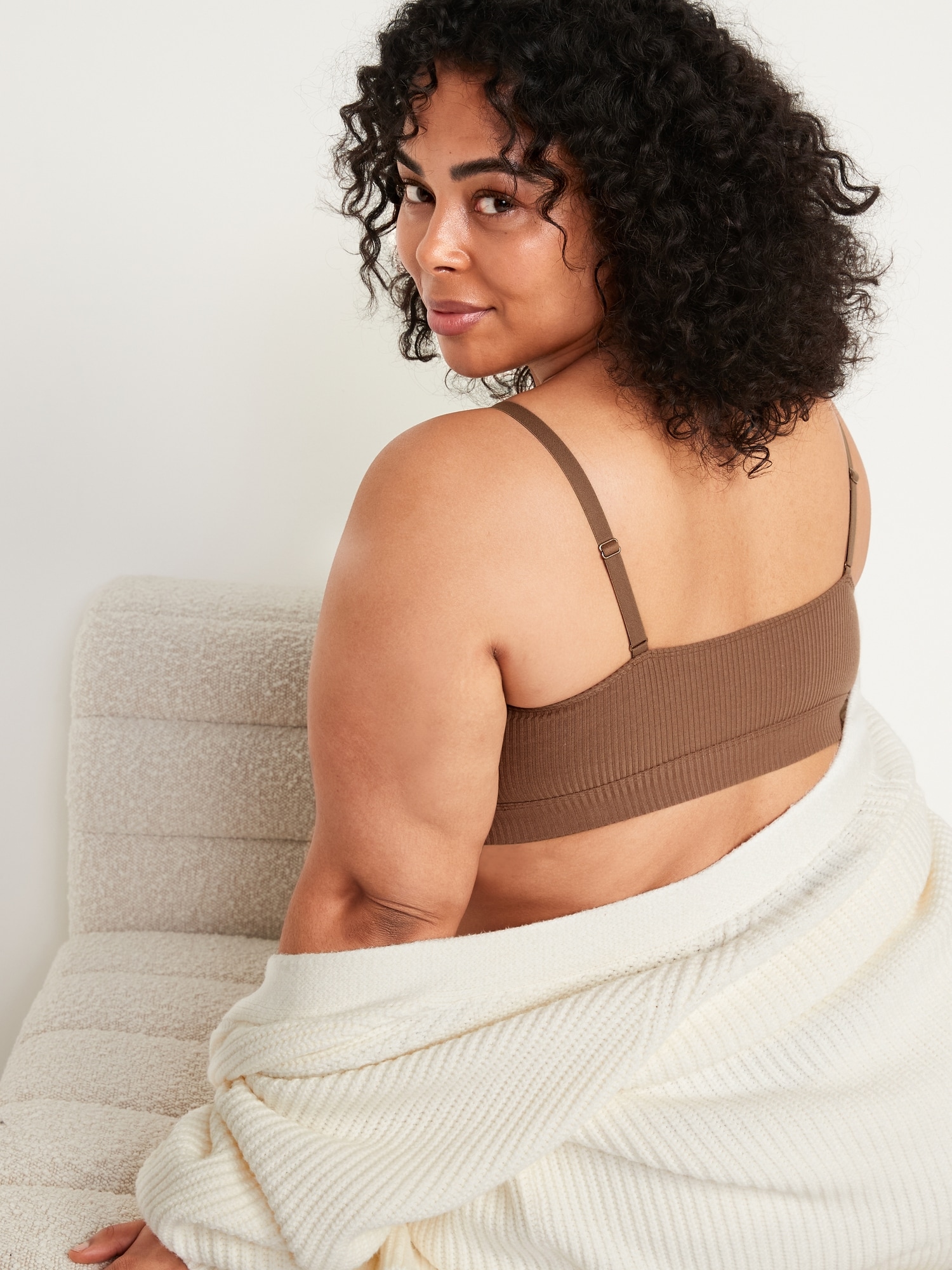 Light Support Ribbed Supima® Cotton Cami Bralette for Women Old Navy