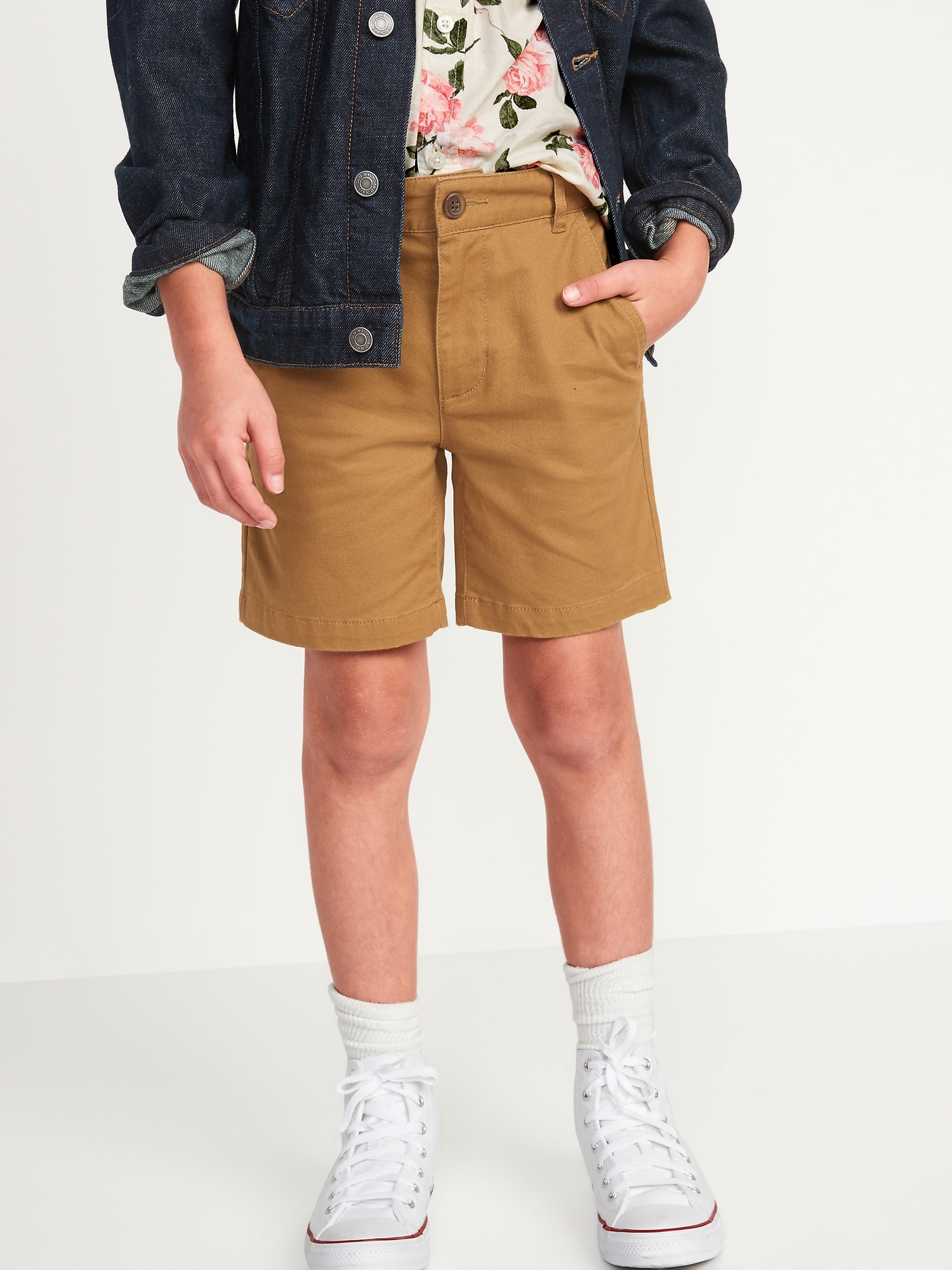 Old Navy Built-In Flex Straight Twill Shorts for Boys (Above Knee) brown. 1