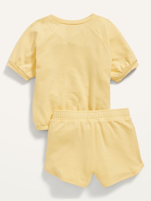 2-Piece Cinched-Hem French Terry Top and Shorts Set for Toddler Girls ...