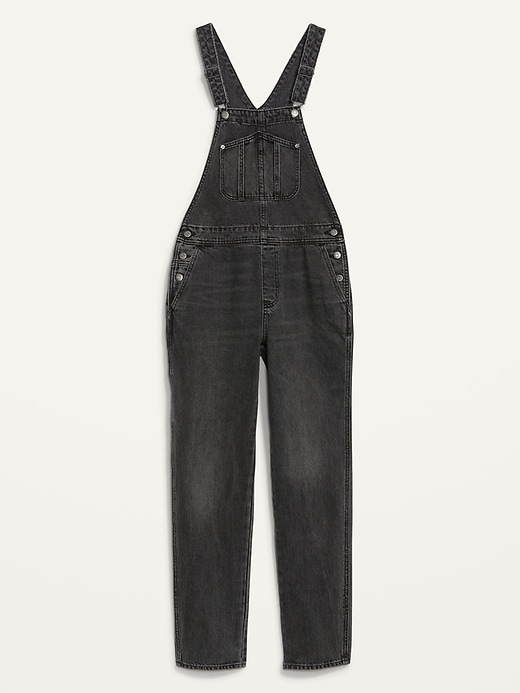 Image number 4 showing, Slouchy Straight Non-Stretch Black Workwear Jean Overalls