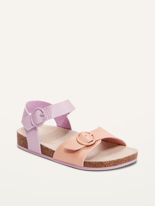 Faux-Leather Buckle Sandals for Toddler Girls