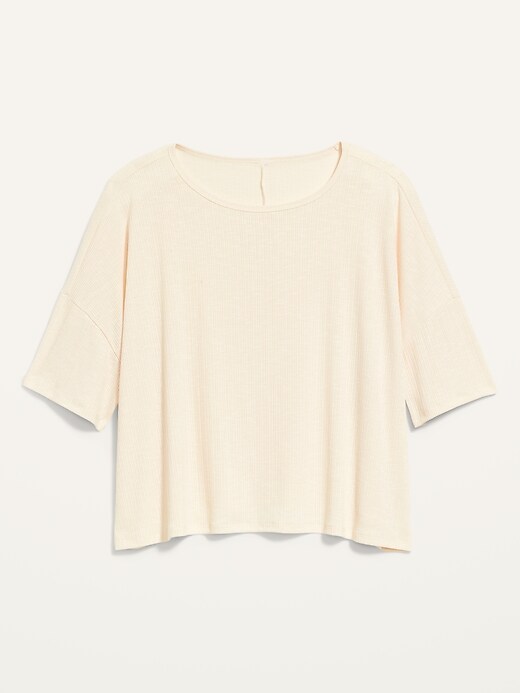 Elbow-Sleeve Luxe Oversized Rib-Knit T-Shirt | Old Navy