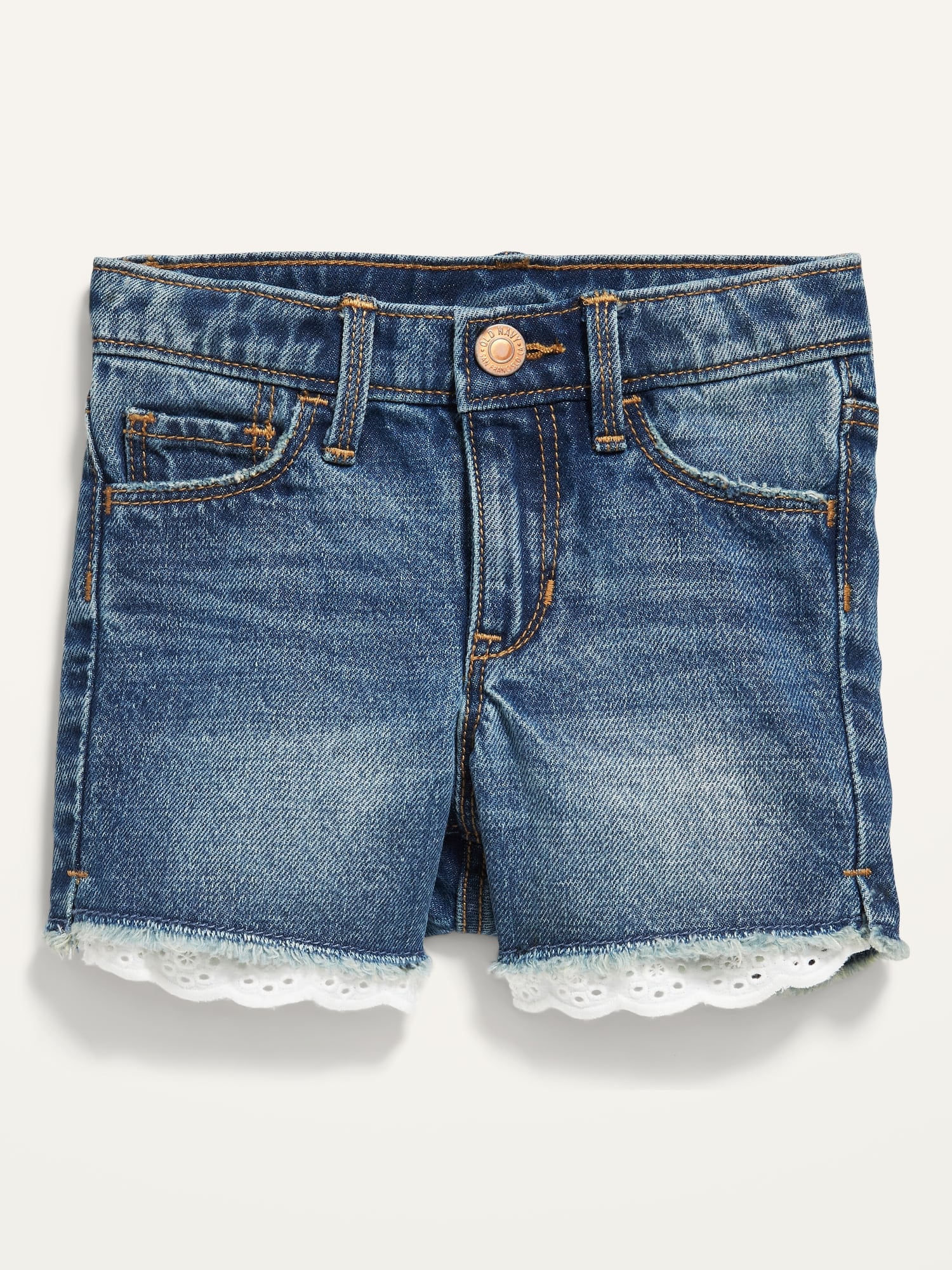 Lace-Trim Jean Cut-Off Shorts for Toddler Girls | Old Navy