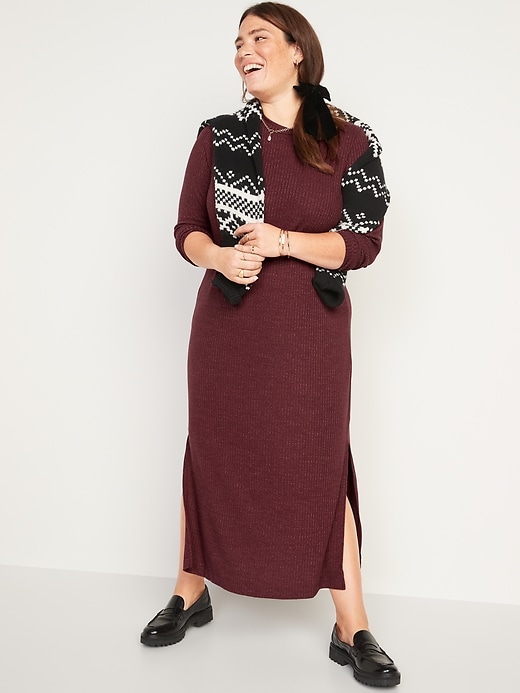 Image number 6 showing, Rib-Knit Long-Sleeve Maxi Shift Dress for Women