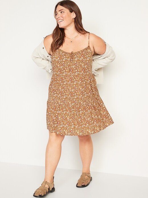 Image number 7 showing, Tiered Floral-Print Mini Cami Swing Dress