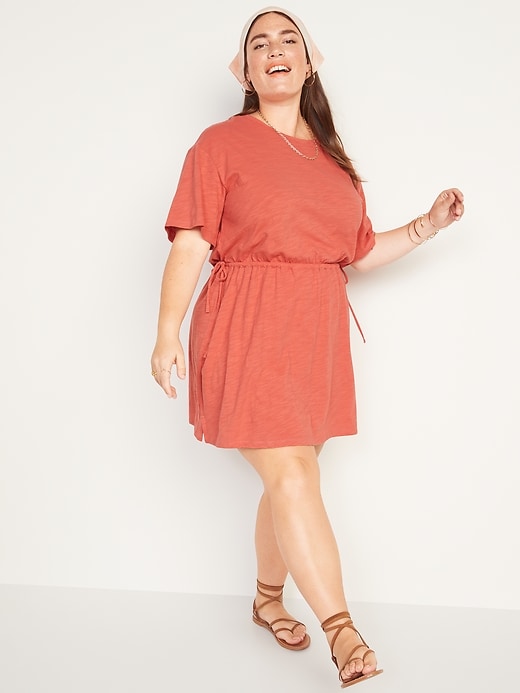 Image number 7 showing, Waist-Defined Short-Sleeve Slub-Knit Mini T-Shirt Dress