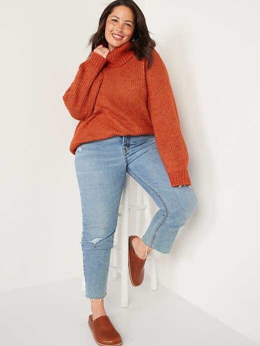 Image number 3 showing, Cozy Heathered Rib-Knit Turtleneck Sweater for Women
