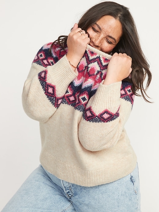 Image number 3 showing, Crew Neck Fair Isle Sweater for Women