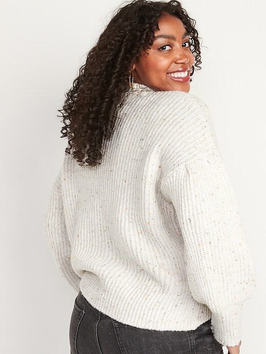 Image number 2 showing, Mock-Neck Speckled Shaker-Stitch Sweater for Women
