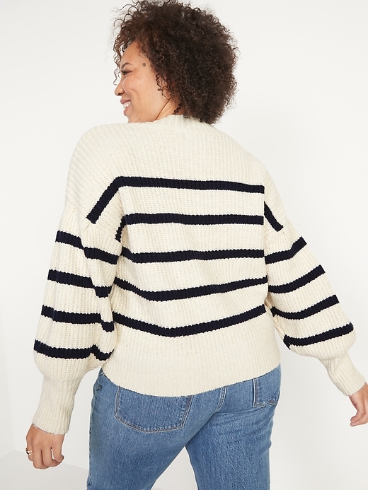 Image number 2 showing, Mock-Neck Striped Shaker-Stitch Sweater for Women