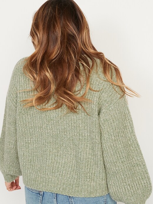 Image number 2 showing, Mélange Shaker-Stitch Turtleneck Sweater for Women