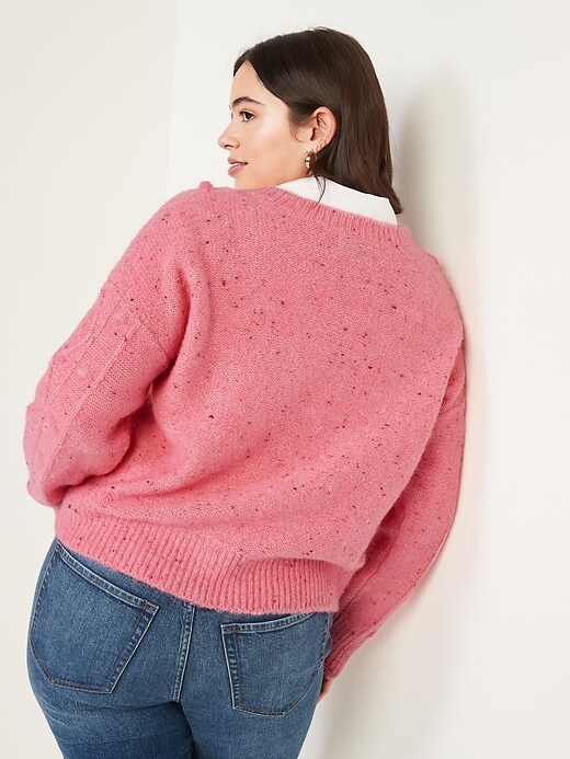Image number 2 showing, Speckled Cable-Knit Popcorn Sweater for Women