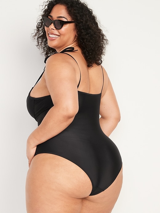 Image number 8 showing, Tie-Shoulder Underwire One-Piece Swimsuit for Women