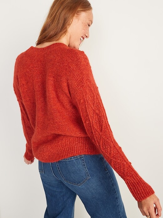Image number 6 showing, Marled Cable-Knit Popcorn Sweater for Women