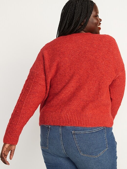 Image number 8 showing, Marled Cable-Knit Popcorn Sweater for Women