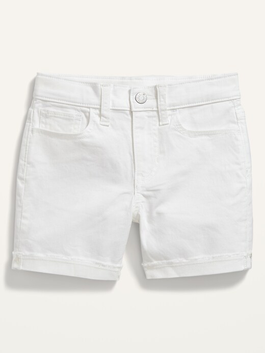 Frayed-Hem White Jean Midi Shorts for Girls | Old Navy