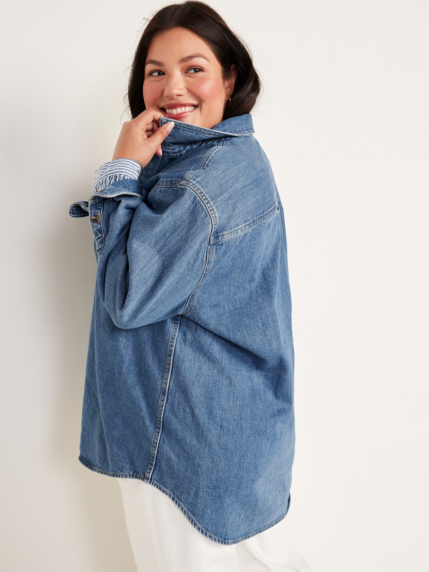 Oversized Boyfriend UtilityPocket Jean Shirt Old Navy