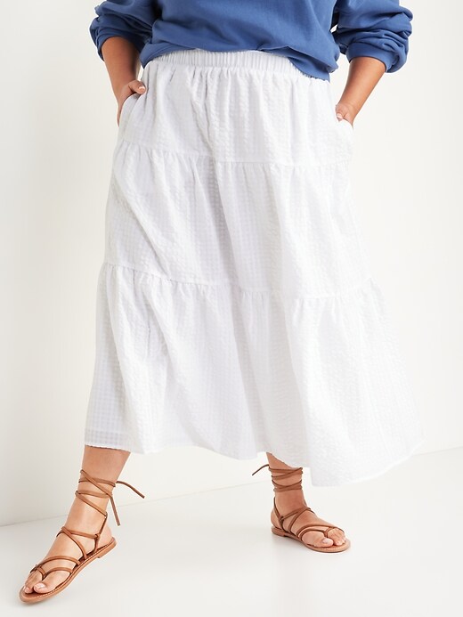 Image number 7 showing, High-Waisted Tiered Seersucker Maxi Skirt for Women