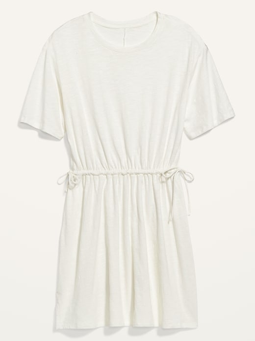 Image number 4 showing, Waist-Defined Short-Sleeve Slub-Knit Mini T-Shirt Dress for Women