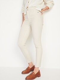High-Waisted Rockstar 360° Stretch Super Skinny White Ankle Jeans for Women